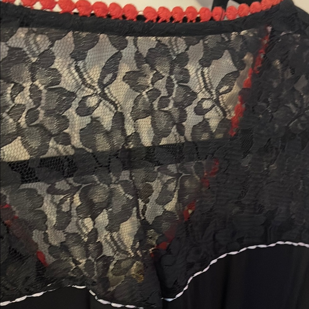 Black Lace Tunic with Floral Embroidery - Picture 6 of 7